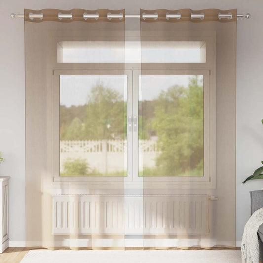 vidaXL Voile Curtains with Grommets 2 pcs Light Brown