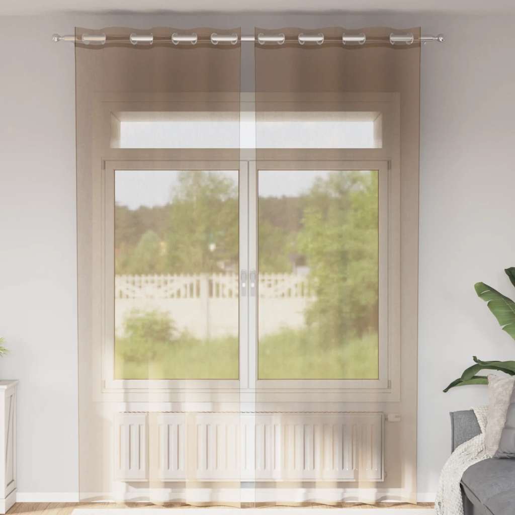 vidaXL Voile Curtains with Grommets 2 pcs Light Brown
