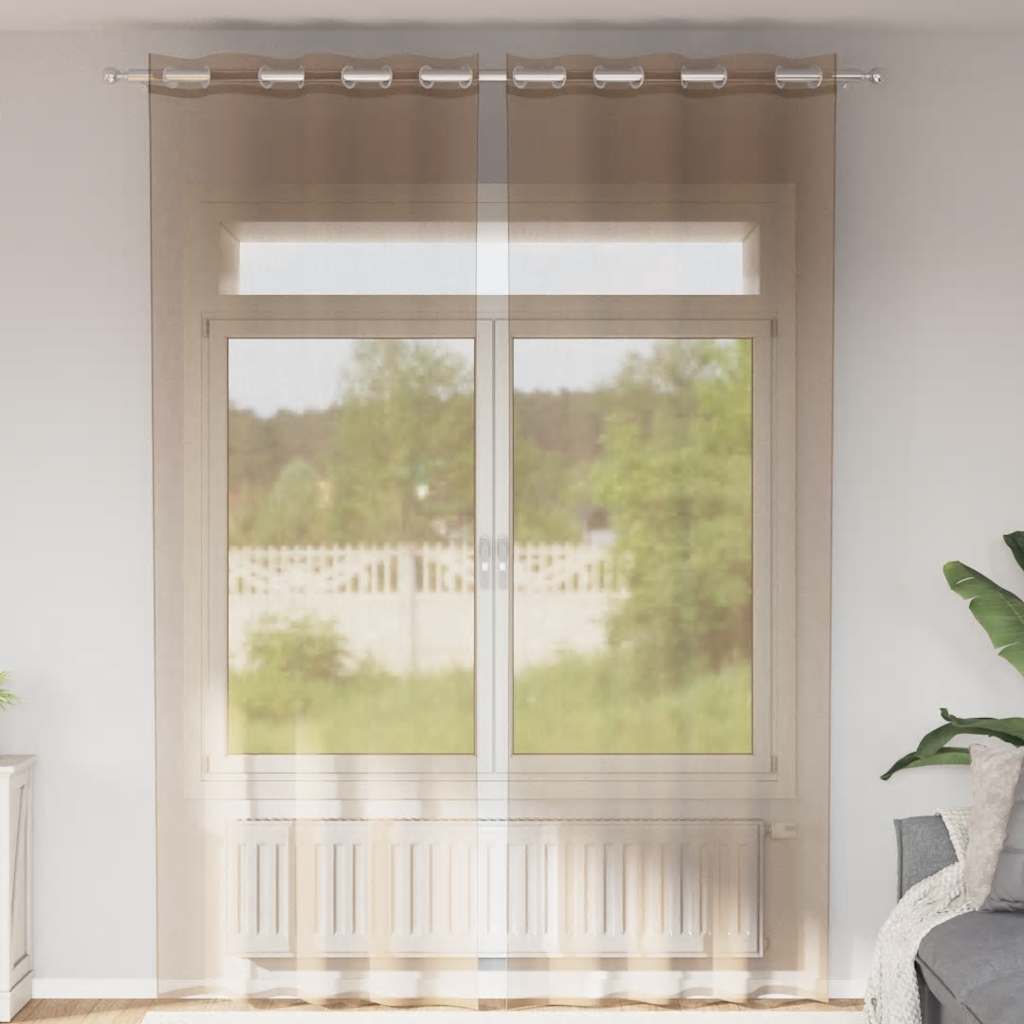 vidaXL Voile Curtains with Grommets 2 pcs Light Brown