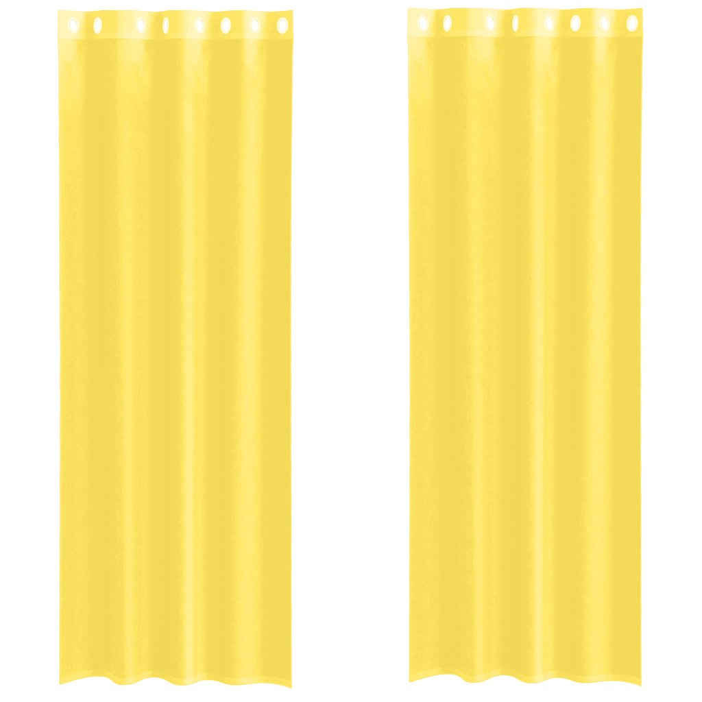 vidaXL Voile Curtains with Grommets 2 pcs Yellow