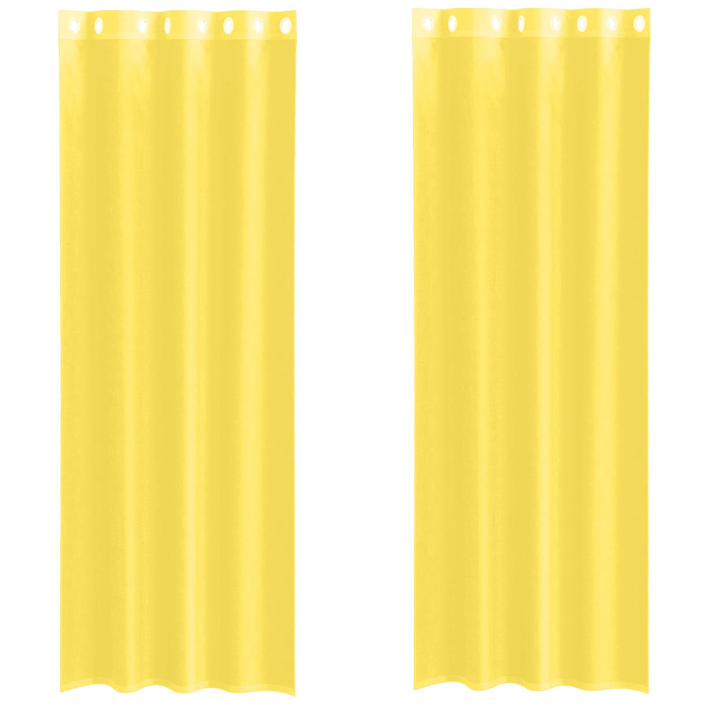 vidaXL Voile Curtains with Grommets 2 pcs Yellow