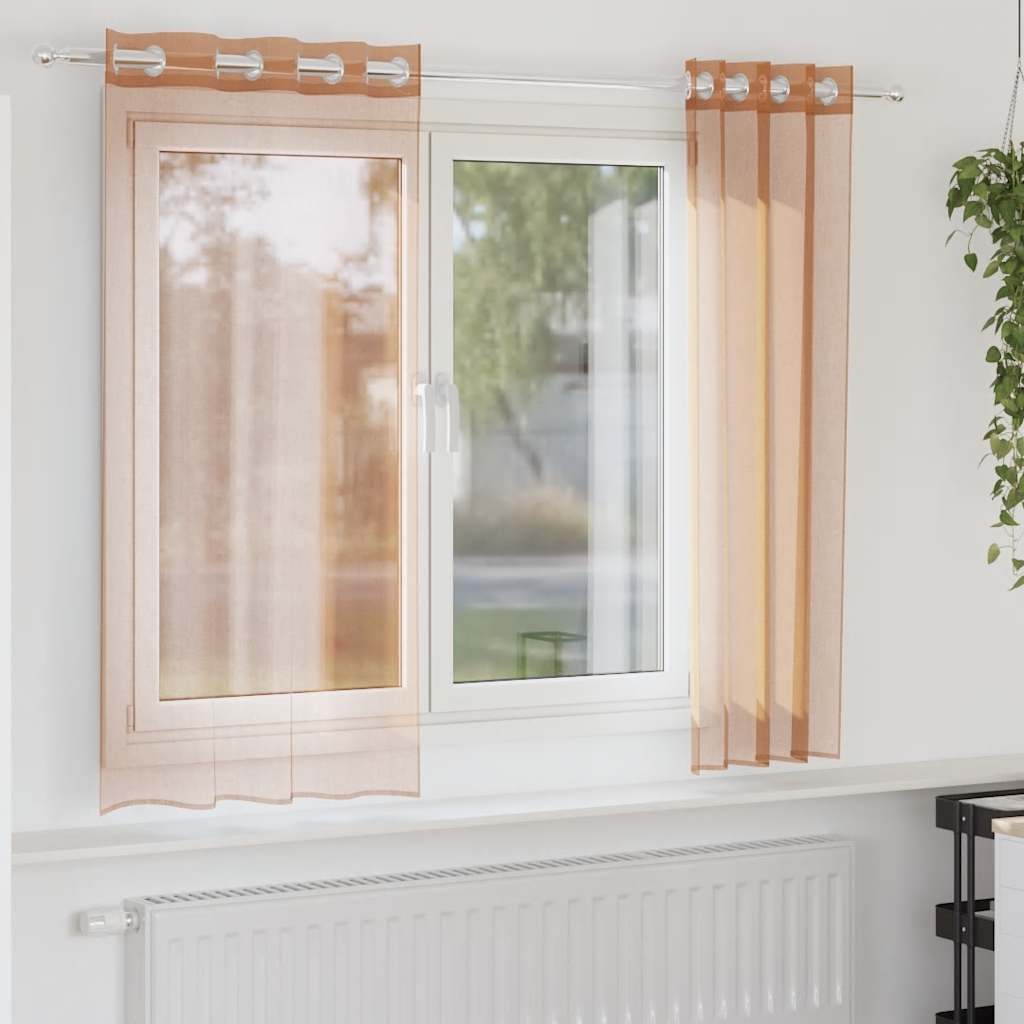 vidaXL Voile Curtains with Grommets 2 pcs Terracotta