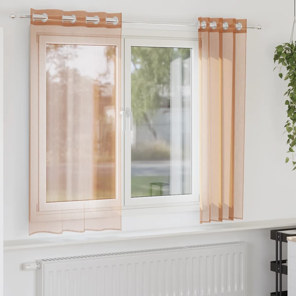 vidaXL Voile Curtains with Grommets 2 pcs Terracotta