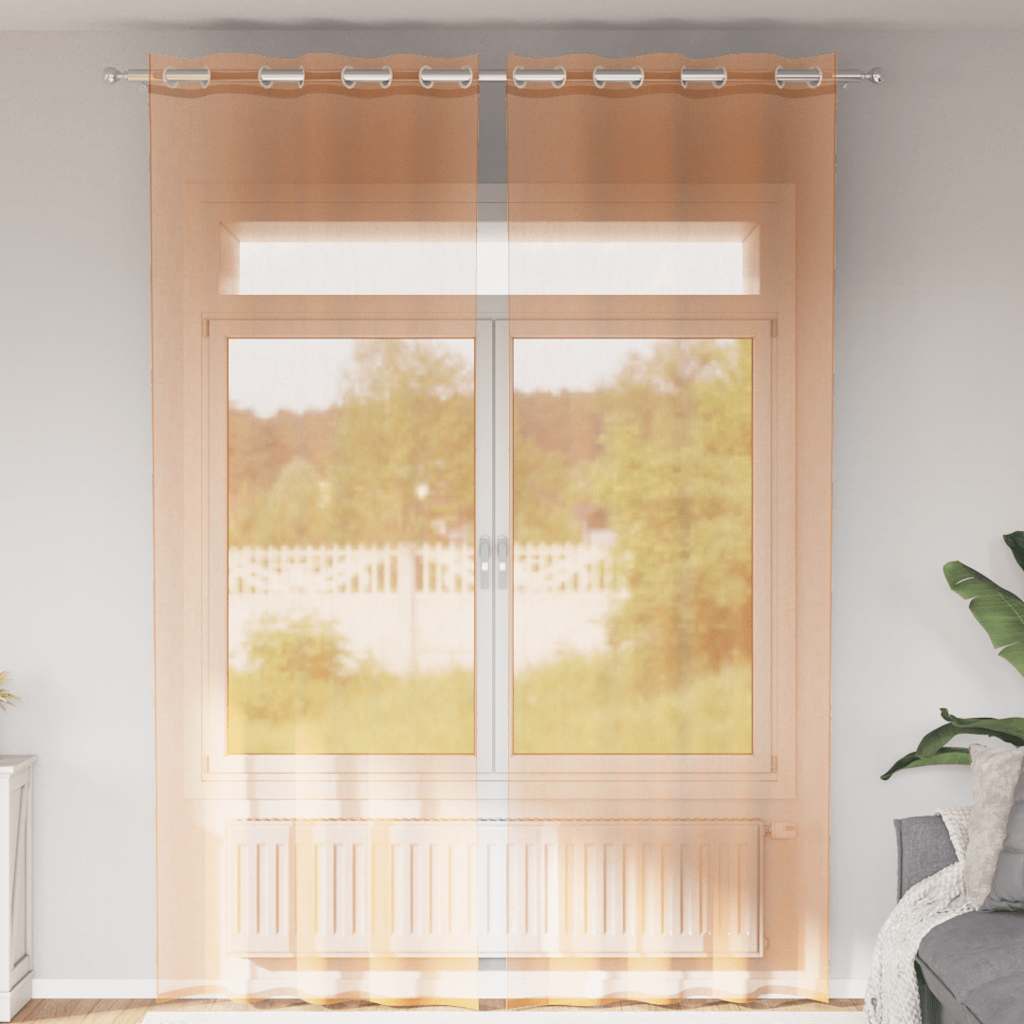 vidaXL Voile Curtains with Grommets 2 pcs Terracotta