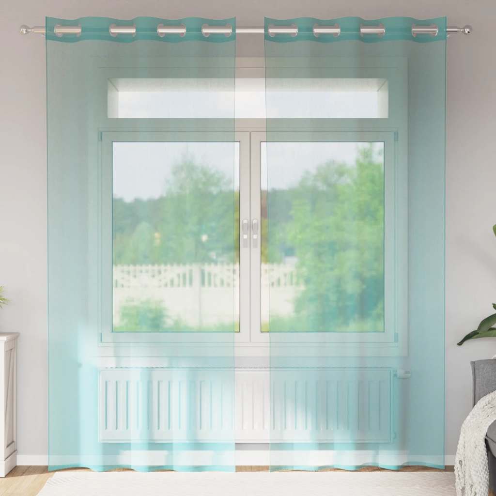 vidaXL Voile Curtains with Grommets 2 pcs Turquoise
