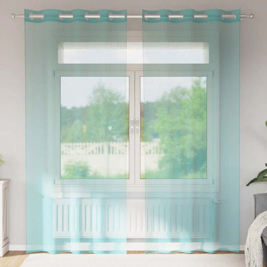 vidaXL Voile Curtains with Grommets 2 pcs Turquoise