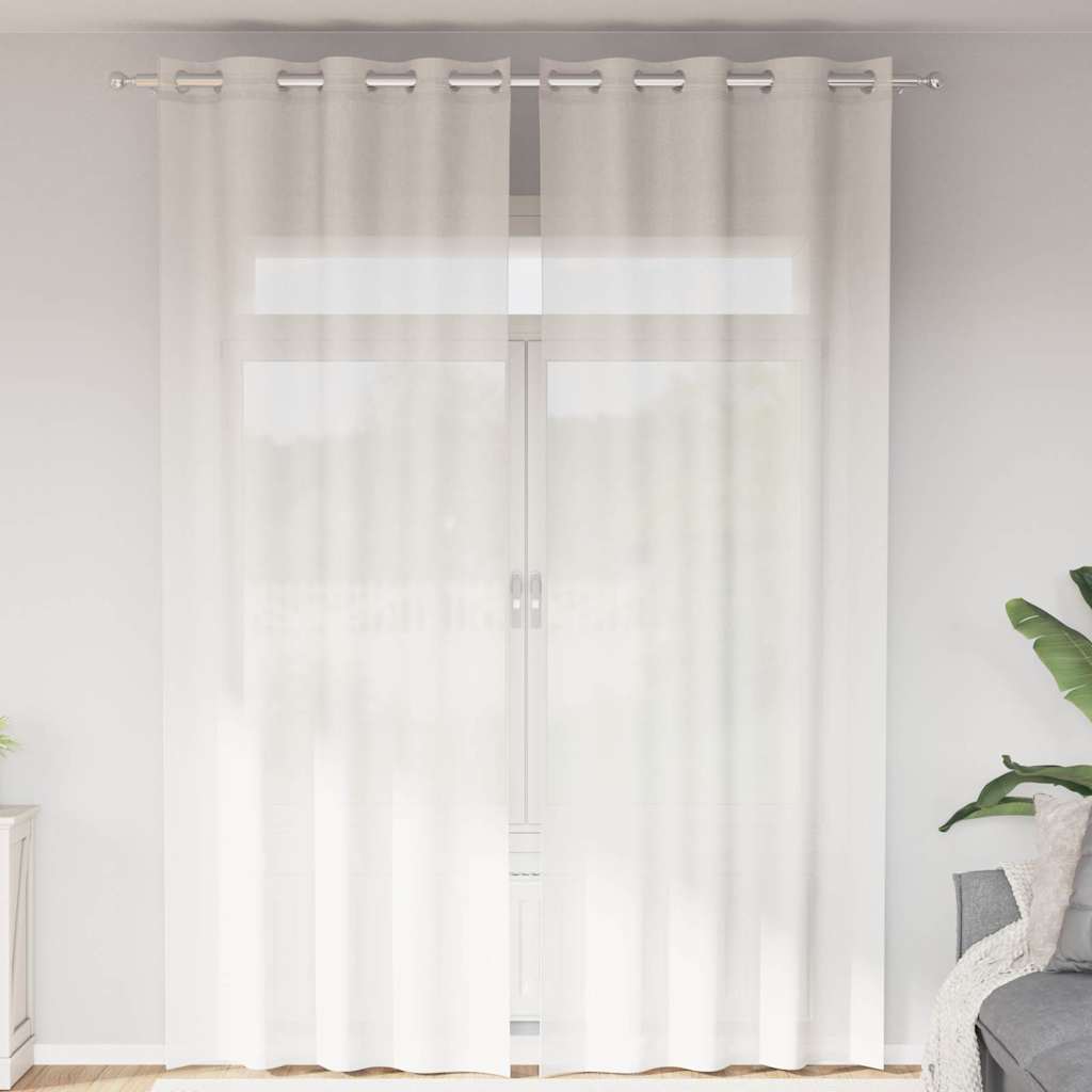 vidaXL Voile Curtains with Grommets 2 pcs White