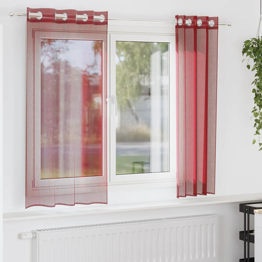 vidaXL Voile Curtains with Grommets 2 pcs Wine Red