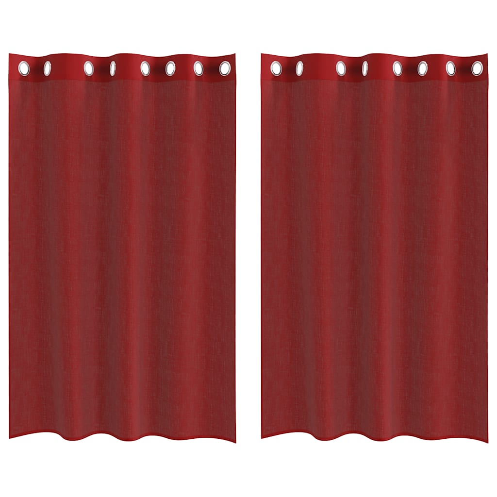 vidaXL Voile Curtains with Grommets 2 pcs Wine Red