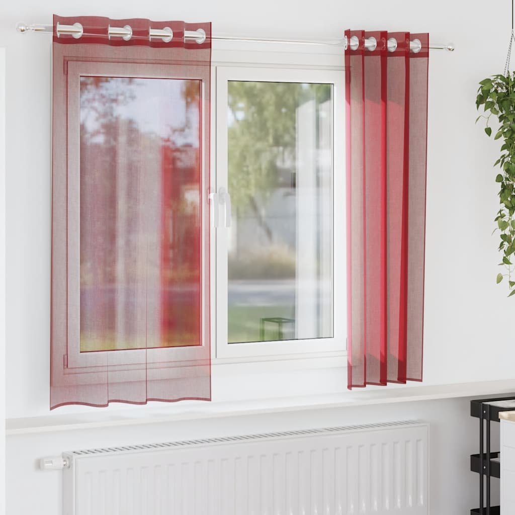 vidaXL Voile Curtains with Grommets 2 pcs Wine Red