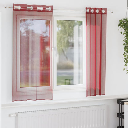 vidaXL Voile Curtains with Grommets 2 pcs Wine Red