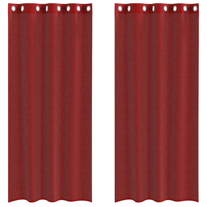 vidaXL Voile Curtains with Grommets 2 pcs Wine Red