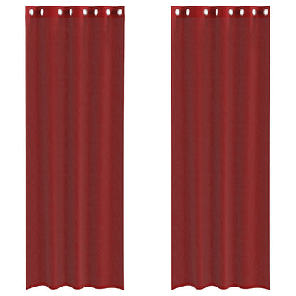 vidaXL Voile Curtains with Grommets 2 pcs Wine Red