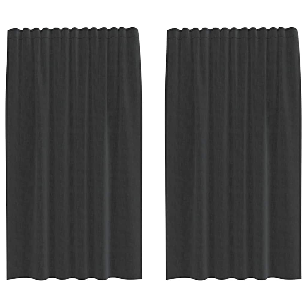 vidaXL Voile Curtains with Rod Pockets 2 pcs Black