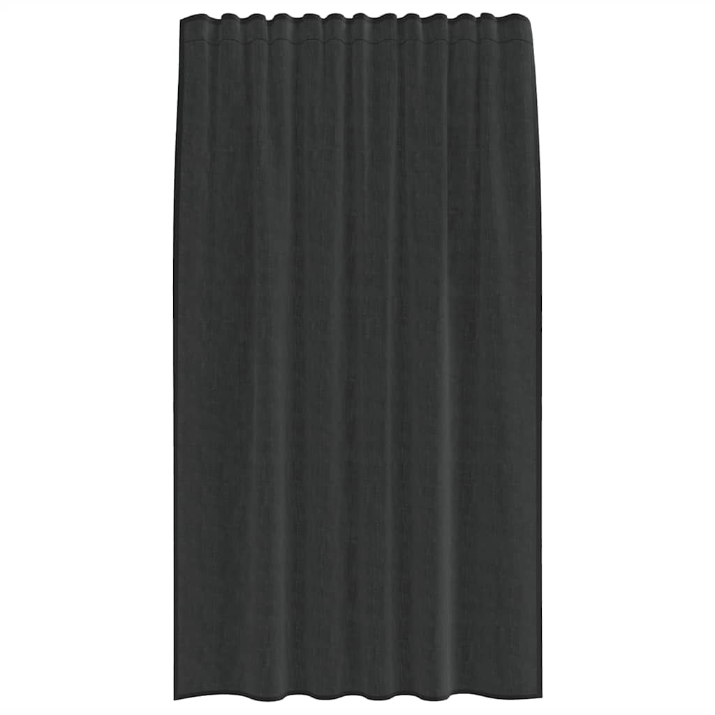 vidaXL Voile Curtains with Rod Pockets 2 pcs Black