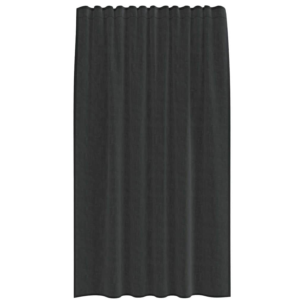 vidaXL Voile Curtains with Rod Pockets 2 pcs Black