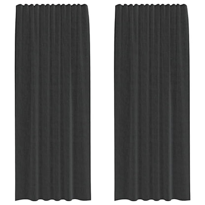 vidaXL Voile Curtains with Rod Pockets 2 pcs Black