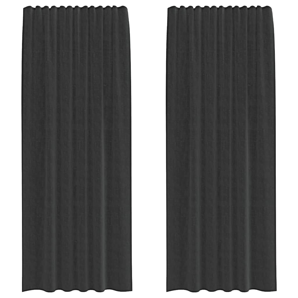 vidaXL Voile Curtains with Rod Pockets 2 pcs Black