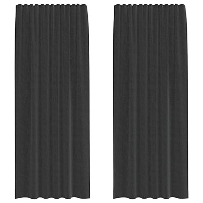 vidaXL Voile Curtains with Rod Pockets 2 pcs Black
