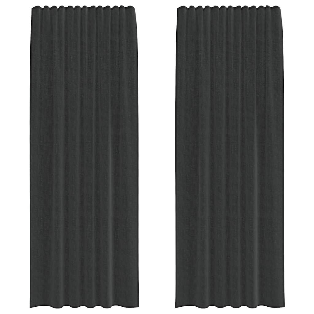 vidaXL Voile Curtains with Rod Pockets 2 pcs Black