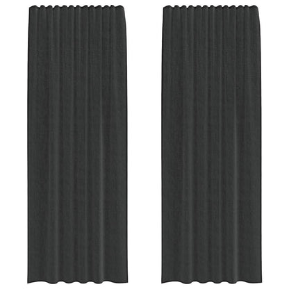 vidaXL Voile Curtains with Rod Pockets 2 pcs Black