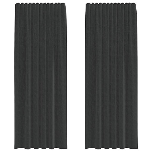 vidaXL Voile Curtains with Rod Pockets 2 pcs Black