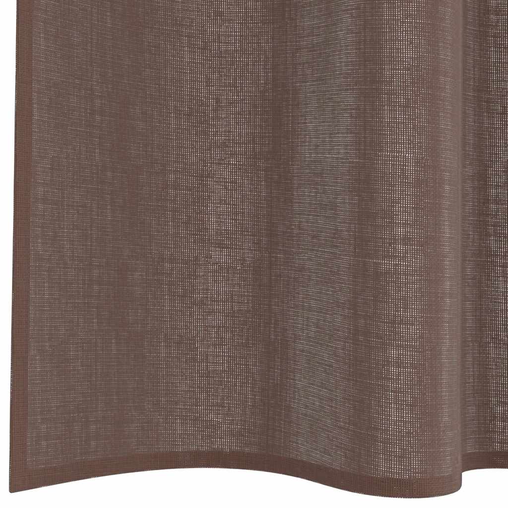 vidaXL Voile Curtains with Rod Pockets 2 pcs Brown