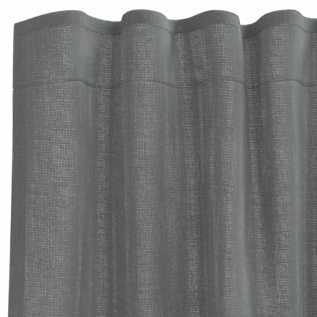vidaXL Voile Curtains with Rod Pockets 2 pcs Dark Grey