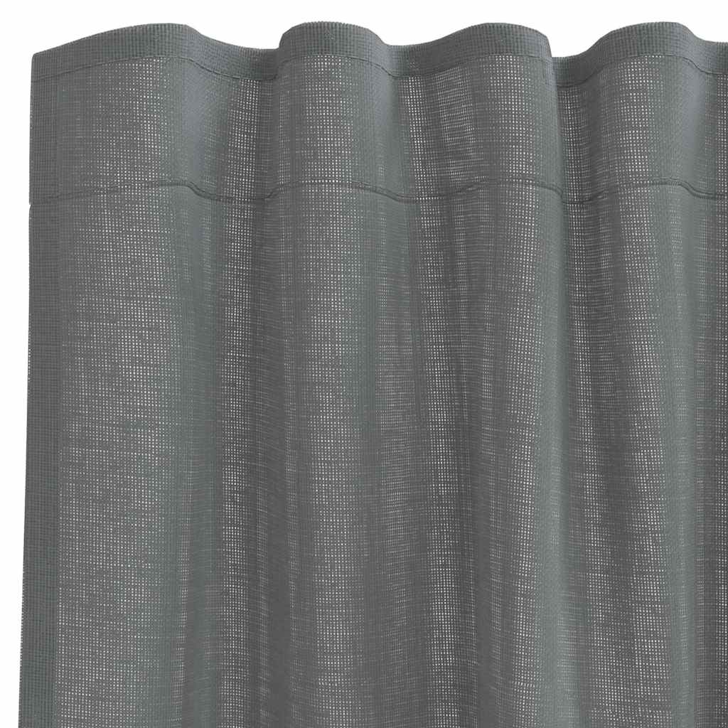 vidaXL Voile Curtains with Rod Pockets 2 pcs Dark Grey
