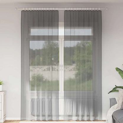 vidaXL Voile Curtains with Rod Pockets 2 pcs Dark Grey