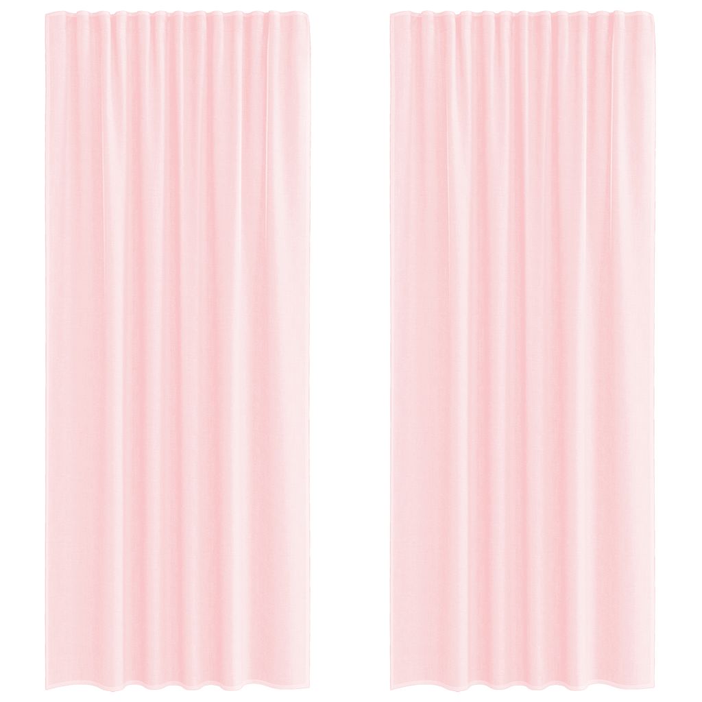 vidaXL Voile Curtains with Rod Pockets 2 pcs Light Pink