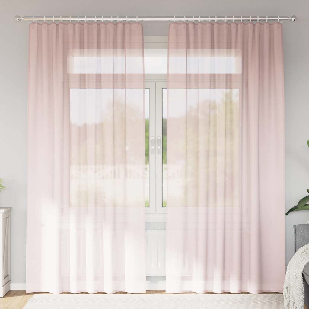 vidaXL Voile Curtains with Rod Pockets 2 pcs Light Pink