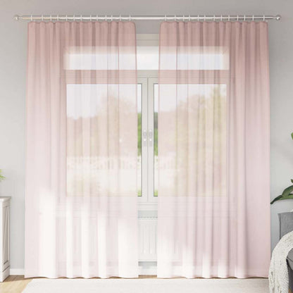 vidaXL Voile Curtains with Rod Pockets 2 pcs Light Pink