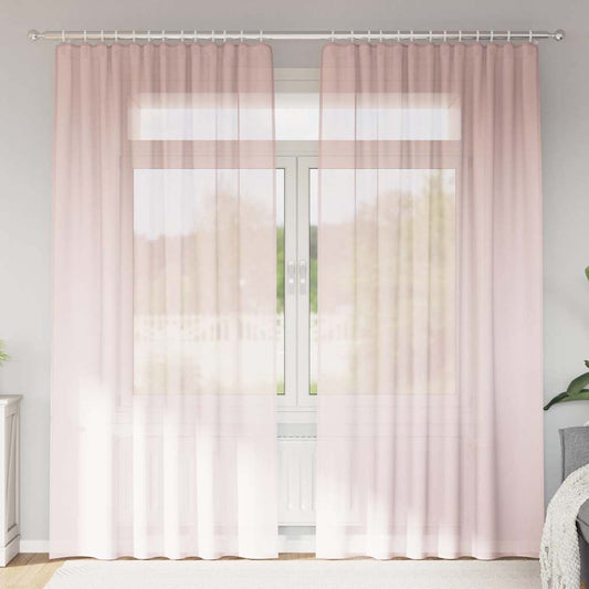 vidaXL Voile Curtains with Rod Pockets 2 pcs Light Pink