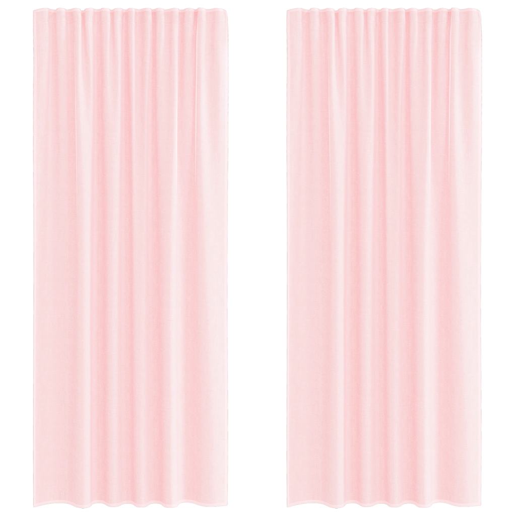 vidaXL Voile Curtains with Rod Pockets 2 pcs Light Pink