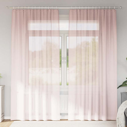 vidaXL Voile Curtains with Rod Pockets 2 pcs Light Pink