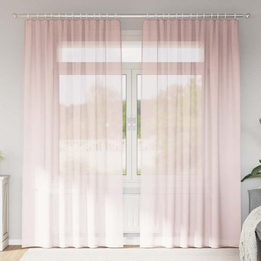 vidaXL Voile Curtains with Rod Pockets 2 pcs Light Pink