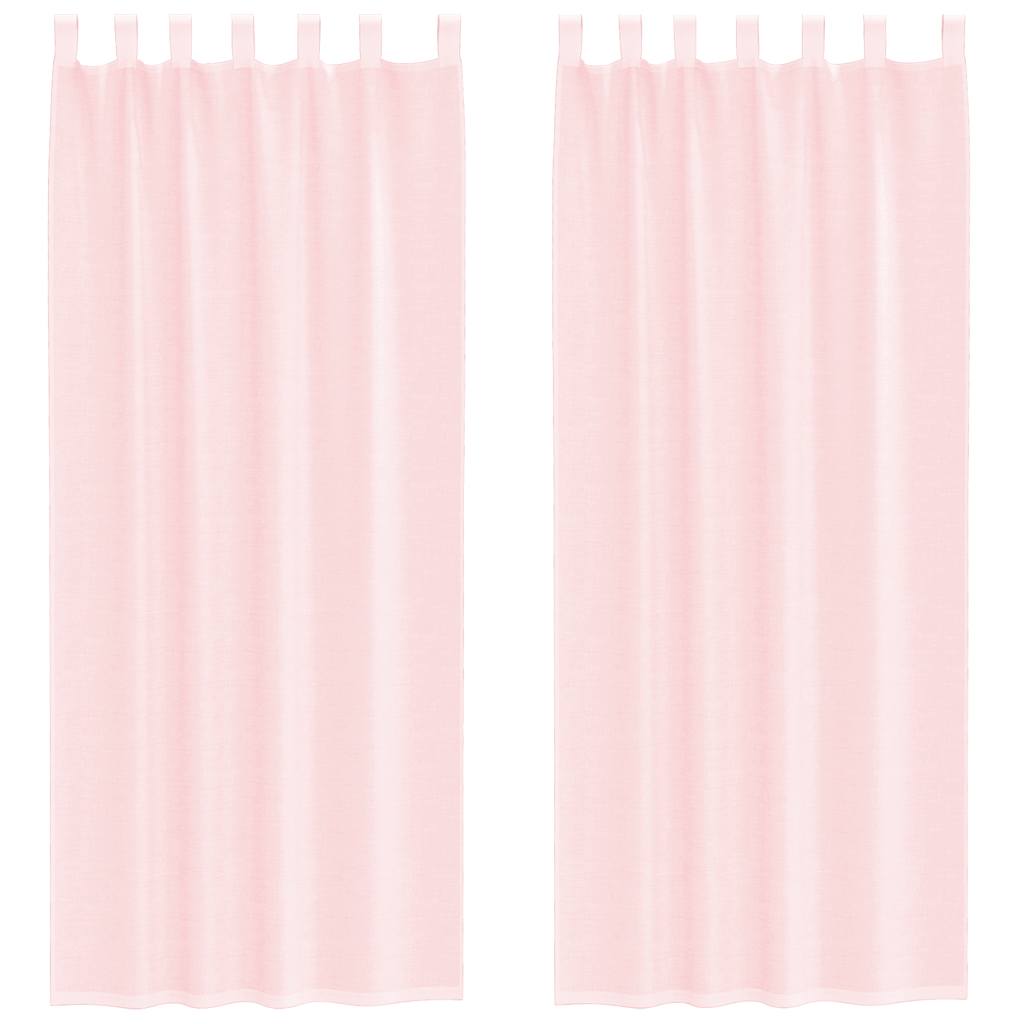 vidaXL Voile Curtains with Rod Pockets 2 pcs Light Pink