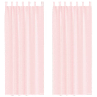vidaXL Voile Curtains with Rod Pockets 2 pcs Light Pink