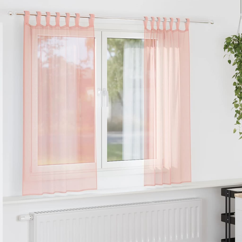 vidaXL Voile Curtains with Rod Pockets 2 pcs Pink