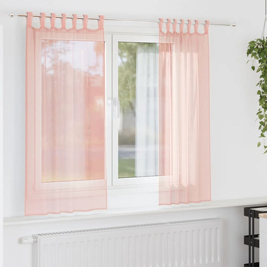 vidaXL Voile Curtains with Rod Pockets 2 pcs Pink
