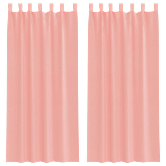 vidaXL Voile Curtains with Rod Pockets 2 pcs Pink
