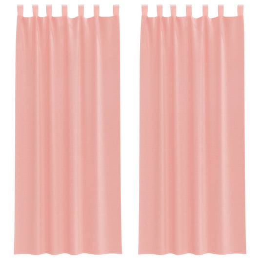 vidaXL Voile Curtains with Rod Pockets 2 pcs Pink