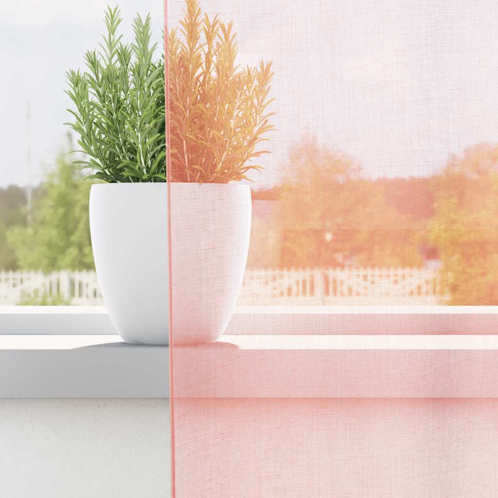 vidaXL Voile Curtains with Rod Pockets 2 pcs Pink