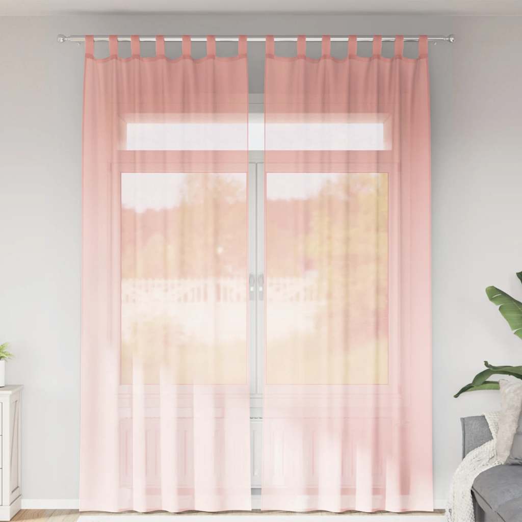 vidaXL Voile Curtains with Rod Pockets 2 pcs Pink