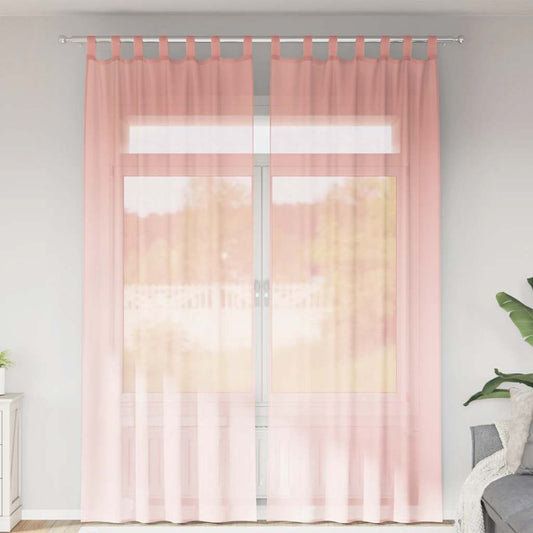 vidaXL Voile Curtains with Rod Pockets 2 pcs Pink