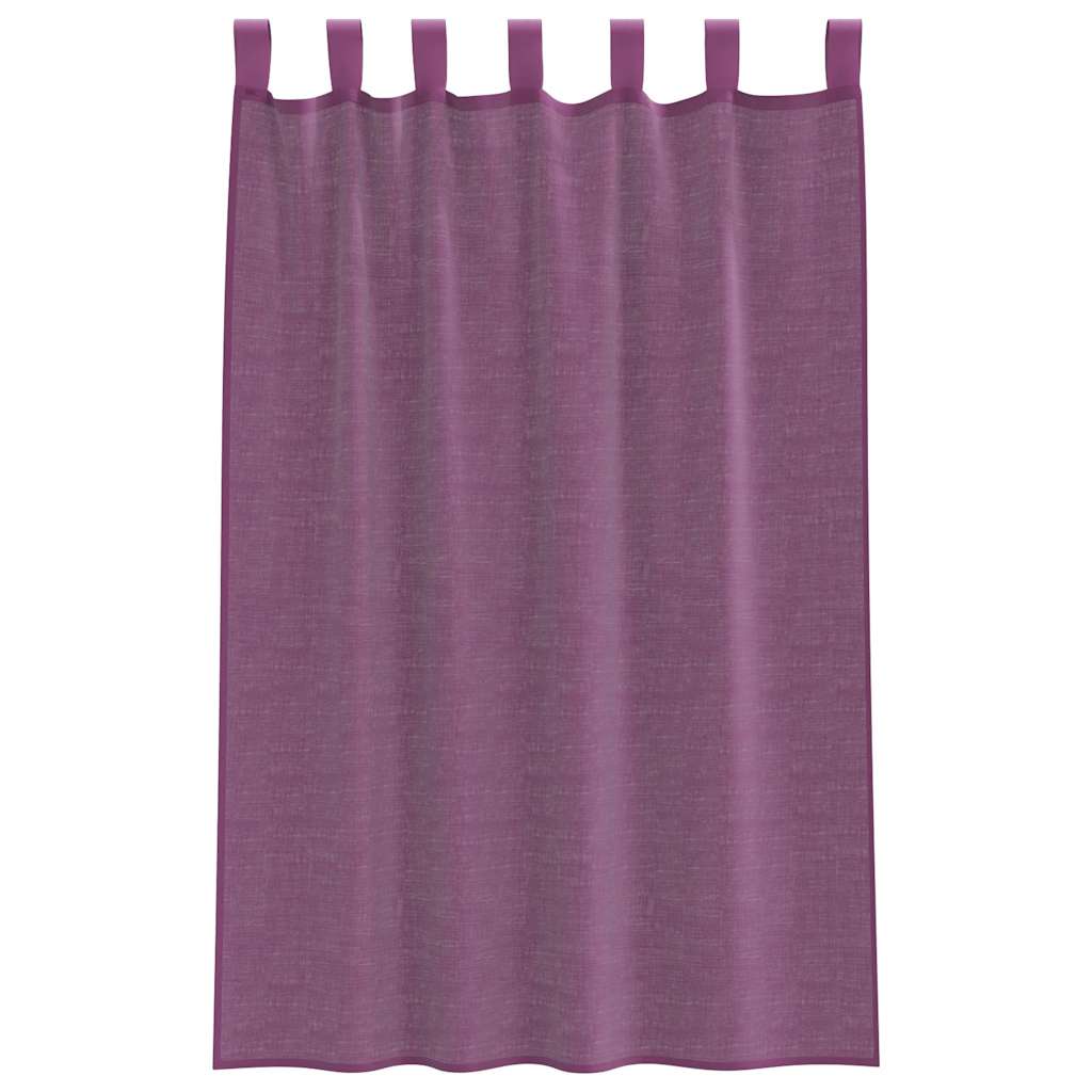 vidaXL Voile Curtains with Rod Pockets 2 pcs Purple