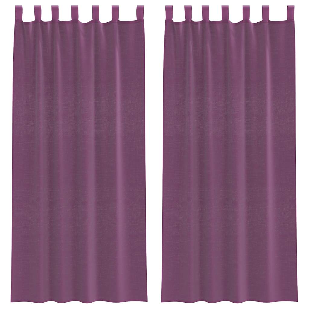 vidaXL Voile Curtains with Rod Pockets 2 pcs Purple