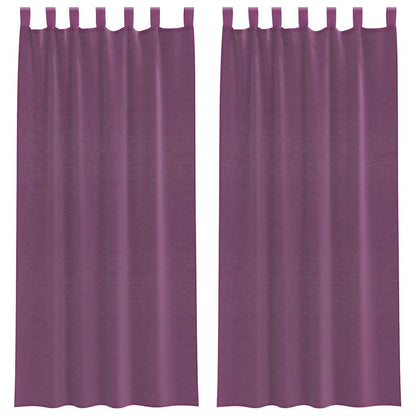 vidaXL Voile Curtains with Rod Pockets 2 pcs Purple