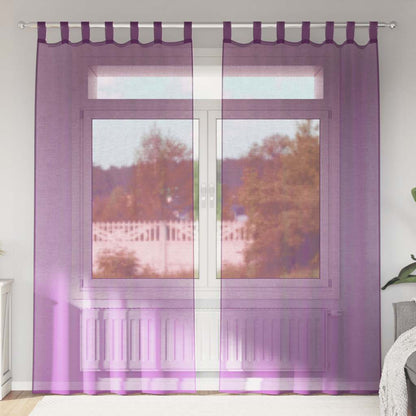 vidaXL Voile Curtains with Rod Pockets 2 pcs Purple